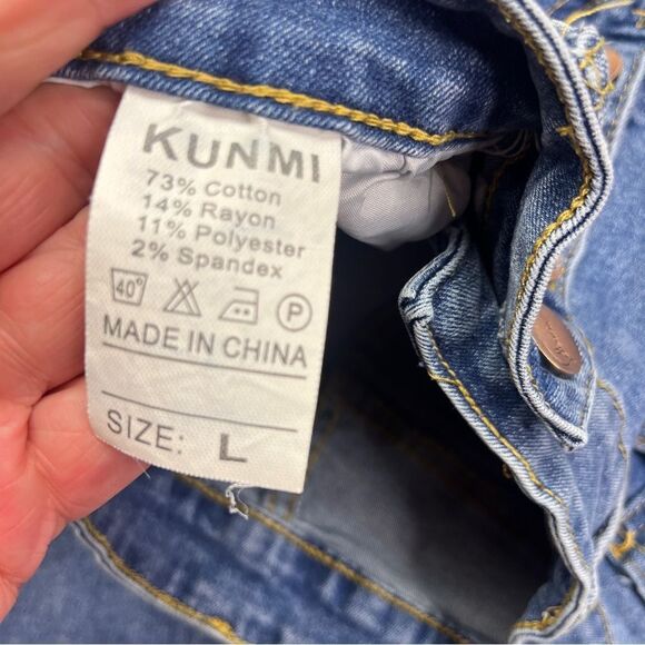 KUNMI High-Rise Skinny Jeans Button Fly Light Blue Wash Women’s size L 28” - Picture 7 of 7